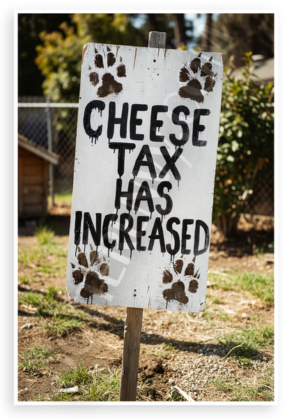 Cheese Tax Has Increased Dog Paw Print Funny 12x18 US Made Poster