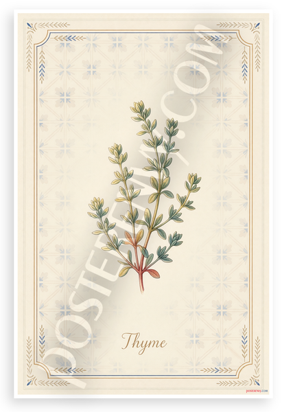 Thyme Herb Botanical Illustration Vintage French Kitchen 12x18 US Made Poster