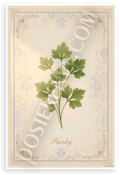 Parsley Herb Botanical Illustration Vintage Kitchen 12x18 US Made Poster