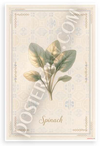 Spinach Botanical Illustration Provençal Kitchen 12x18 US Made Poster