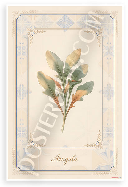 Arugula Botanical Illustration Provençal Kitchen 12x18 US Made Poster