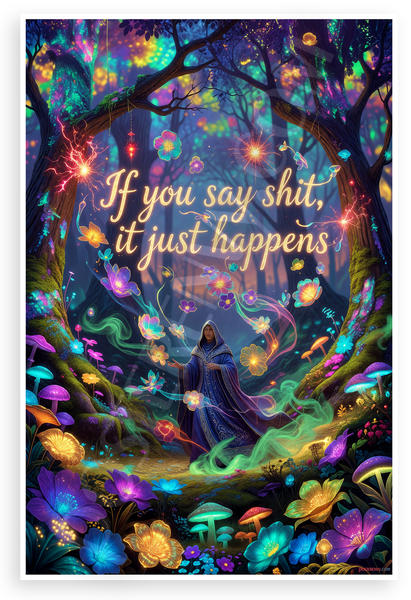 "If You Say Shit It Just Happens" Fantasy Witch Forest 12x18 US Made Poster