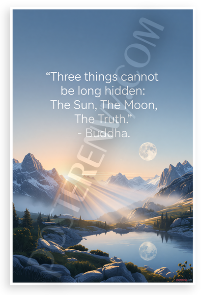 Buddha "Three Things Cannot Be Long Hidden: Sun, Moon, Truth" Inspirational 12x18 US Made Poster