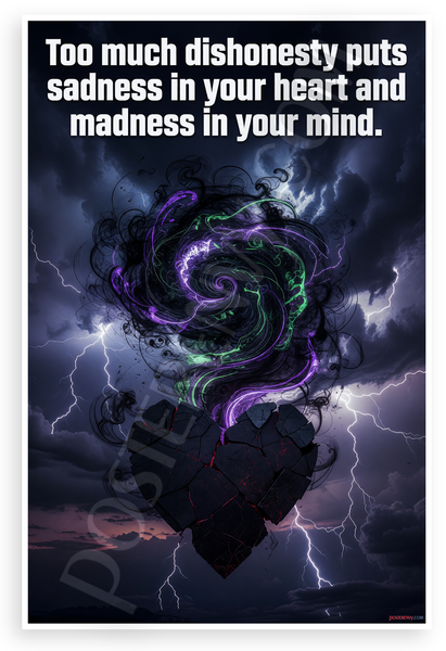 "Too Much Dishonesty Puts Sadness in Heart and Madness in Mind" Inspirational 12x18 US Made Poster