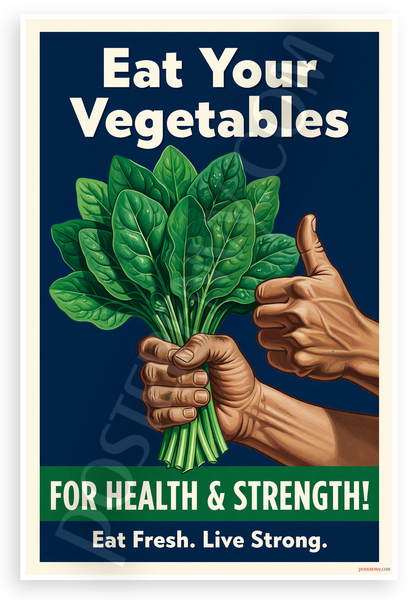 Eat Your Vegetables Spinach Thumbs Up WPA Style 12x18 US Made Poster