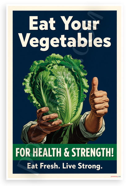 Eat Your Vegetables For Health & Strength Lettuce WPA 12x18 US Made Poster