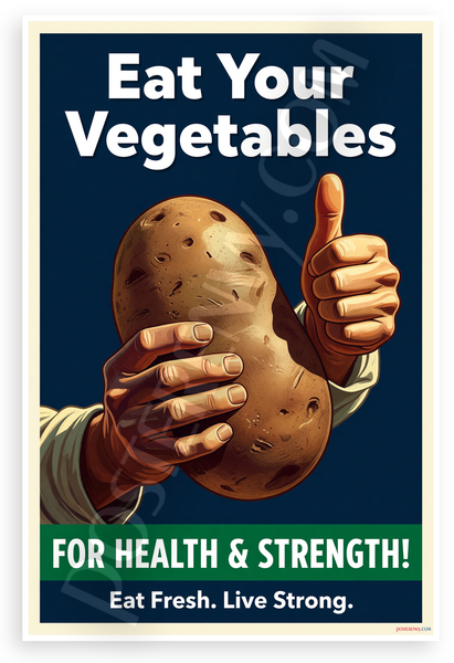 Eat Your Vegetables Potato Thumbs Up WPA Style 12x18 US Made Poster
