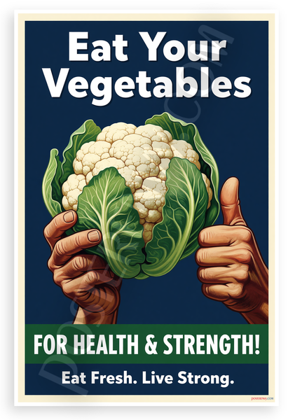 Eat Your Vegetables Cauliflower WPA Style 12x18 US Made Poster