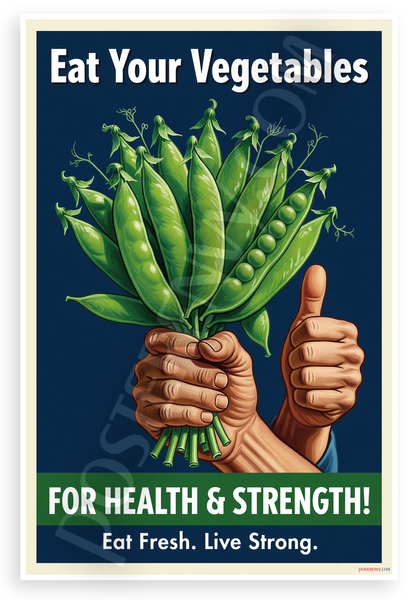 Eat Your Vegetables For Health & Strength Peas Poster 12x18 US Made Poster