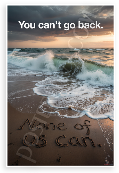 "You Can't Go Back None of Us Can" Ocean Waves Beach Inspirational 12x18 US Made Poster