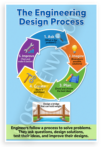 Engineering Design Process Educational 12x18 US Made Poster
