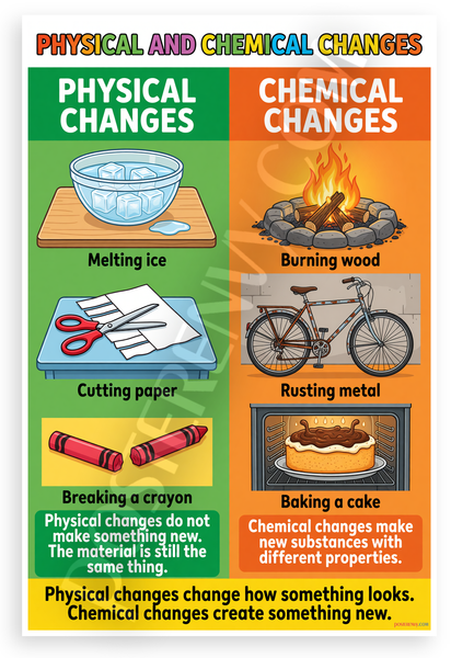 Physical and Chemical Changes Science Educational 12x18 US Made Poster