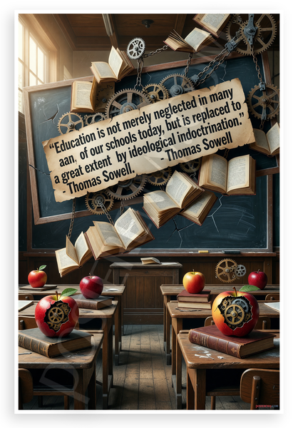 Thomas Sowell 'Education Replaced by Indoctrination' Quote Inspirational 12x18 US Made Poster
