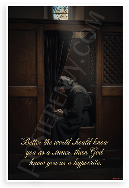 "Better the World Should Know You as a Sinner" Religious Inspirational 12x18 US Made Poster