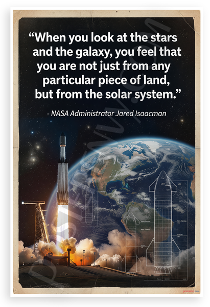 Jared Isaacman "When You Look at the Stars and Galaxy" Space Exploration 12x18 US Made Poster
