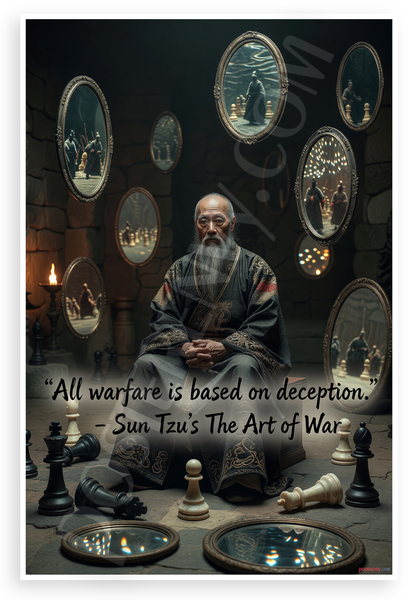 Sun Tzu "All Warfare Is Based on Deception" The Art of War Inspirational 12x18 US Made Poster