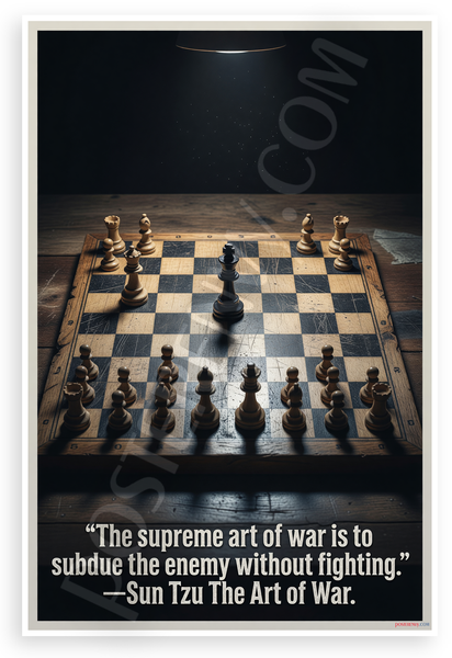 Sun Tzu "Supreme Art of War to Subdue Enemy Without Fighting" Chess Strategy 12x18 US Made Poster
