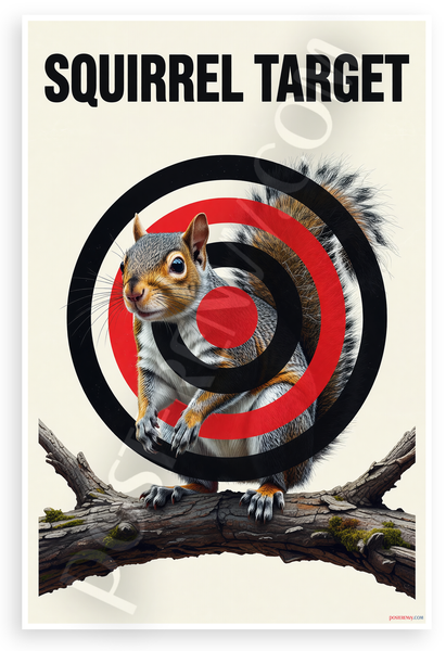 Squirrel Target Shooting Range Practice 12"x18" US Made Poster