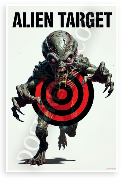 Alien Target Aggressive Creature Shooting Range 12x18 US Made Poster