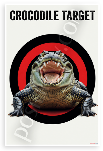 Crocodile Target Practice Shooting Range 12x18 US Made Poster
