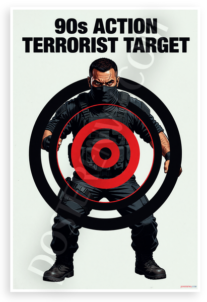 90s Action Terrorist Target Tactical Shooting Range 12x18 US Made Poster