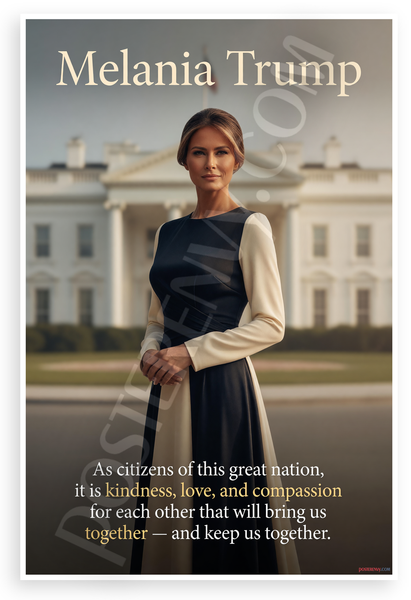 Melania Trump 'Kindness Love and Compassion' Quote Portrait 12"x18" US Made Poster