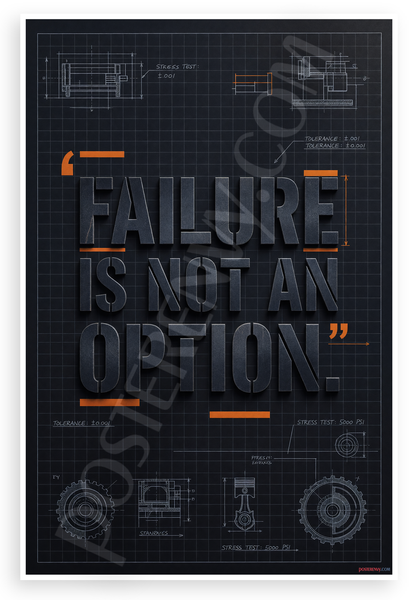Failure Is Not an Option Engineering War Room Poster 12x18 US Made Poster