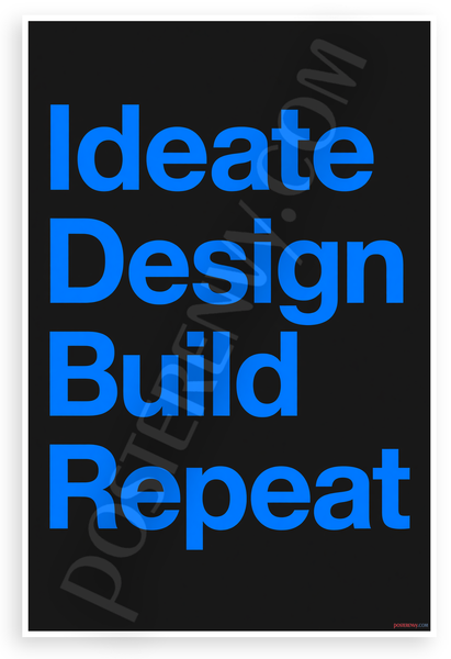 Ideate Design Build Repeat Motivational Modern Typography 12x18 US Made Poster