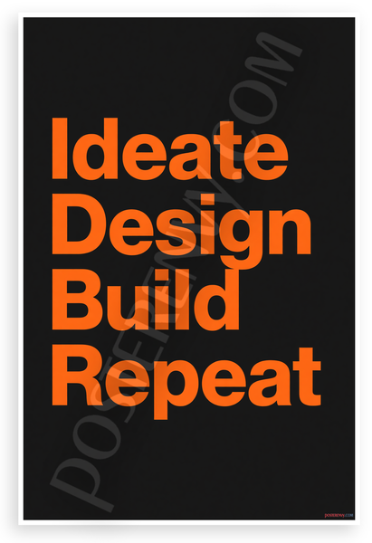 Ideate Design Build Repeat Motivational 12x18 US Made Poster