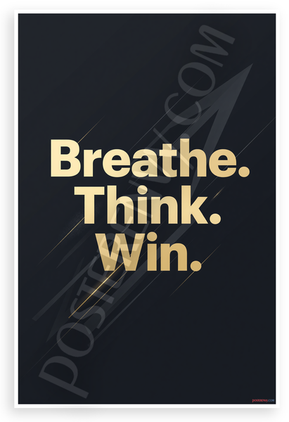 Breathe Think Win Motivational Modern Typography 12x18 US Made Poster
