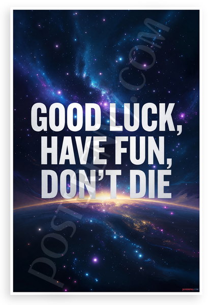 Good Luck Have Fun Don't Die Motivational Space 12x18 US Made Poster