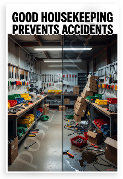 Good Housekeeping Prevents Accidents Safety Workshop 12"x18" US Made Poster