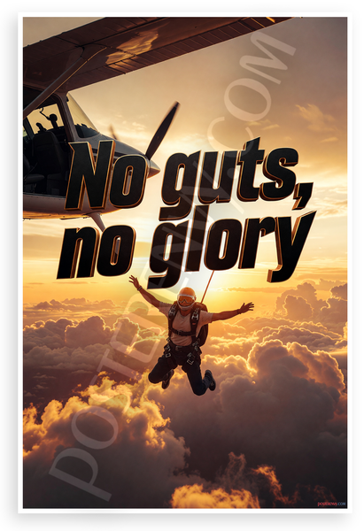 No Guts No Glory Skydiver Motivational 12"x18" US Made Poster