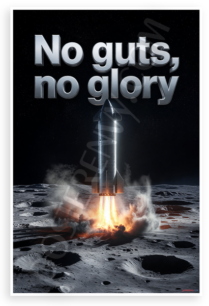 No Guts No Glory Starship Moon Landing Motivational 12x18 US Made Poster