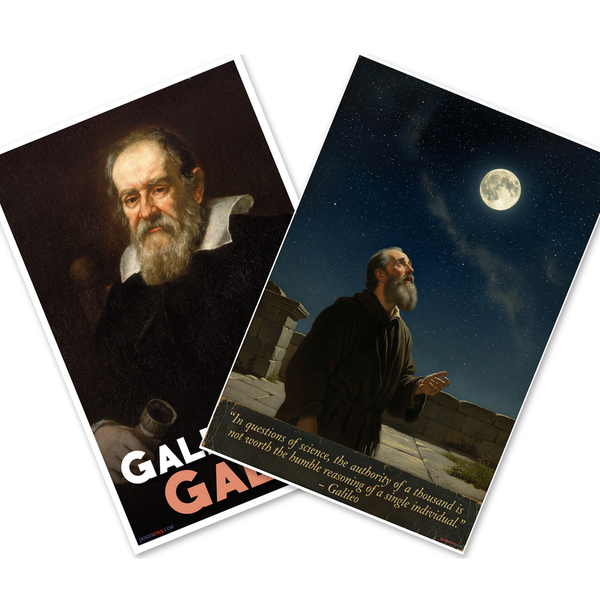 Galileo Galilei Scientific Revolution Poster Set — 2 Prints 12x18 Inch US Made