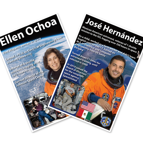 Ellen Ochoa, José Hernández NASA Astronaut Poster Set — 2 Prints 12x18 Inch US Made