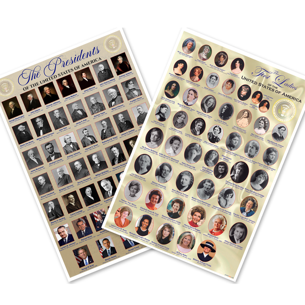 The Presidents and First Ladies of the United States Poster Set — 2 Prints 12x18 Inch US Made