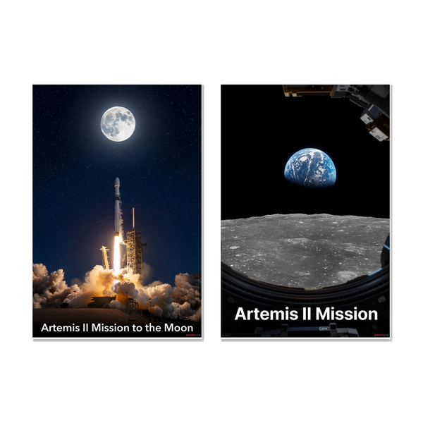 Artemis II Mission Rocket Launch and Earthrise Poster Set — 2 Prints 12x18 Inch US Made