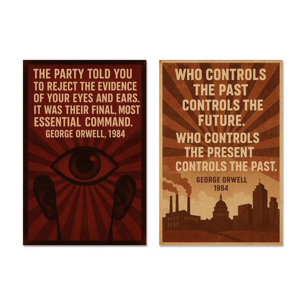 George Orwell 1984 Quote Poster Set — 2 Prints 12x18 Inch US Made
