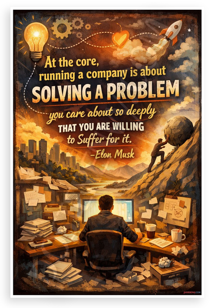 Elon Musk Solving a Problem Entrepreneur Motivational 12"x18" US Made Poster