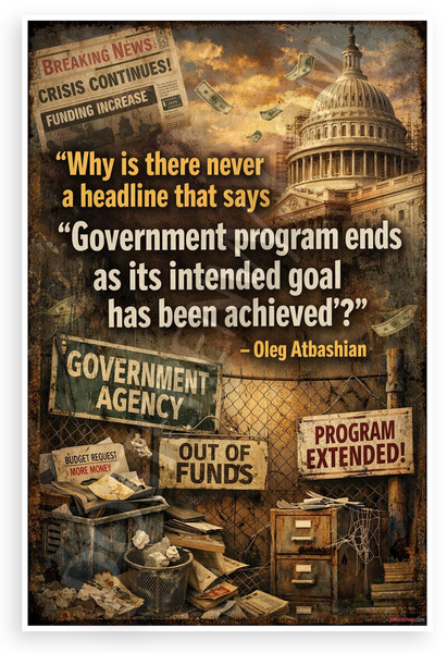 Oleg Atbashian Government Program Quote Political Satire 12x18 US Made Poster
