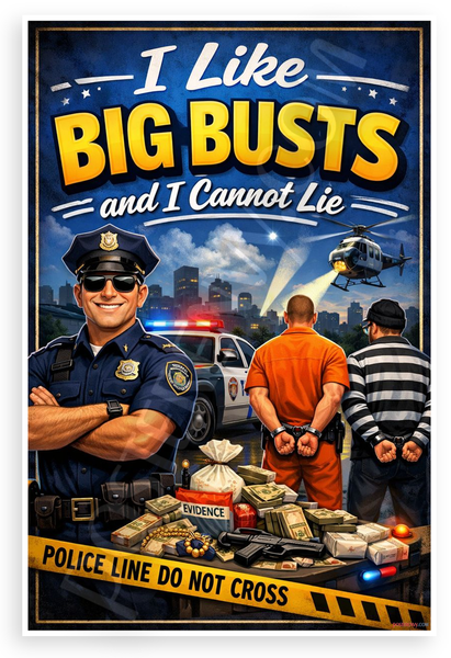 I Like Big Busts Police Officer Crime Scene 12x18 US Made Poster