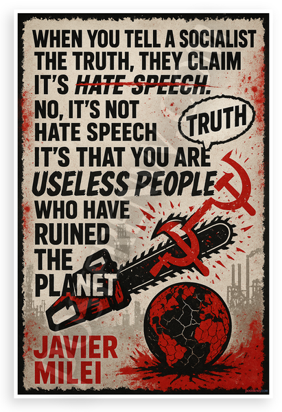 Javier Milei Socialist Truth Quote Political 12x18 US Made Poster