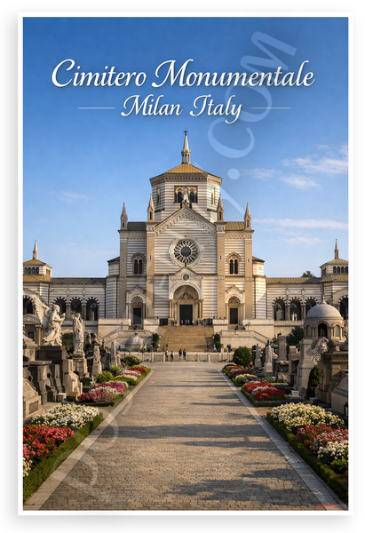 Cimitero Monumentale Milan Italy Cemetery Architecture 12"x18" US Made Poster
