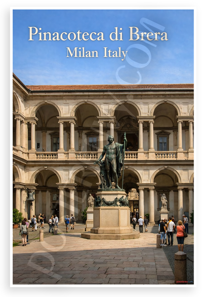 Pinacoteca di Brera Milan Italy Courtyard 12"x18" US Made Poster
