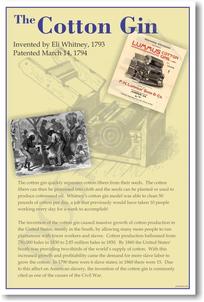 The Cotton Gin - NEW US History Invention Classroom School POSTER