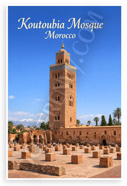 Koutoubia Mosque Morocco Travel Landmark 12"x18" US Made Poster