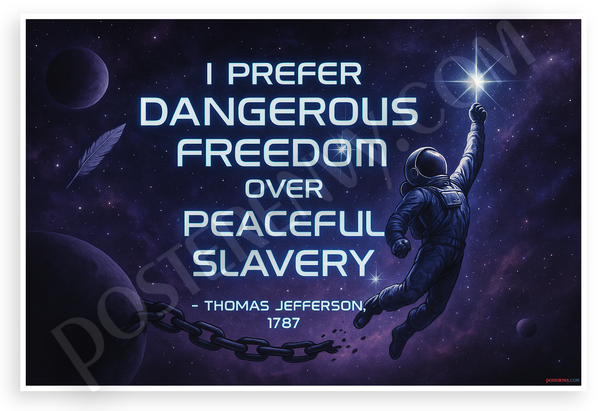Thomas Jefferson "Dangerous Freedom Over Peaceful Slavery" Space Astronaut 12"x18" US Made Poster