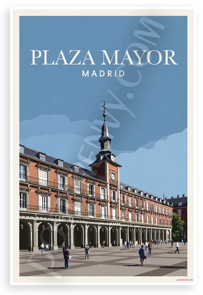 Plaza Mayor Madrid Spain Travel 12"x18" US Made Poster