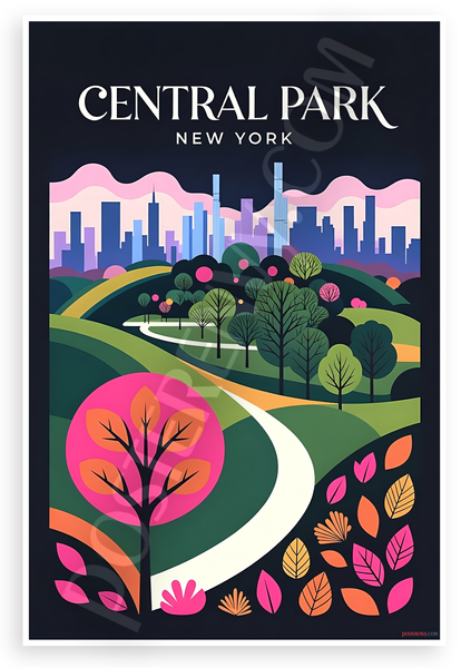 Central Park New York Cityscape Illustration 12"x18" US Made Poster